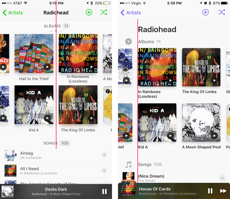 Alignment guides on artist detail iterations