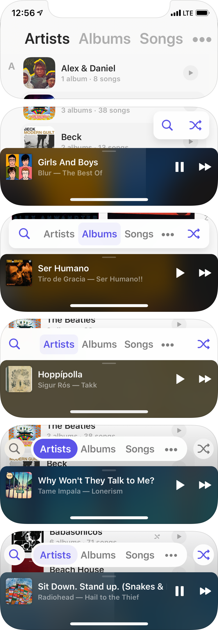 Iterations on the bottom controls
